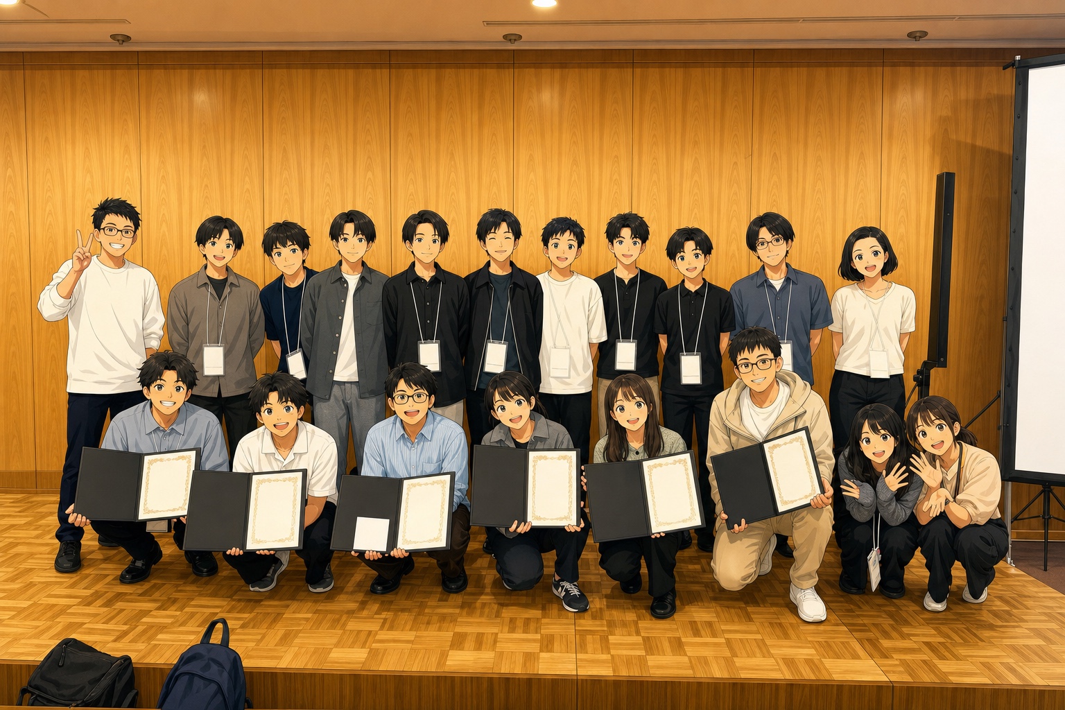 CSS 2026 表彰式後の集合写真（アニメ風に加工）